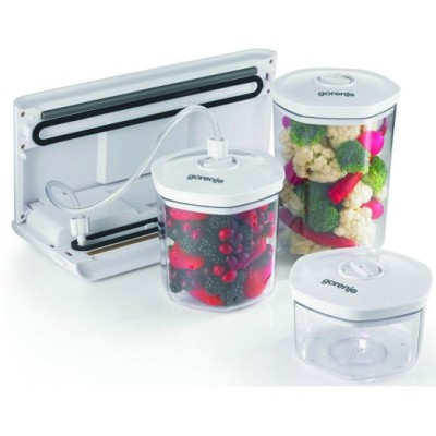 Вакуумный упаковщик GORENJE, электронное управление, 120 Вт., ф-ция запаивания и вакуумирования, белый (VS120W)