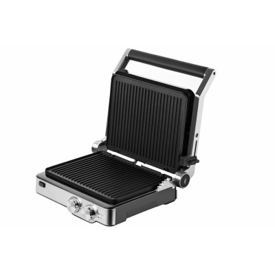 Гриль Ardesto прижимной 2000Вт, темп. режимов-6, съёмные пластины, раскрытие на 180°, металл, серебристый (GK-2000M)