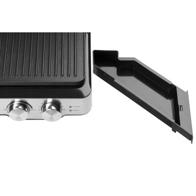 Гриль Ardesto прижимной 2000Вт, темп. режимов-6, съёмные пластины, раскрытие на 180°, металл, серебристый (GK-2000M)