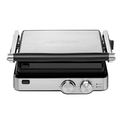 Гриль Ardesto прижимной 2000Вт, темп. режимов-6, съёмные пластины, раскрытие на 180°, металл, серебристый (GK-2000M)