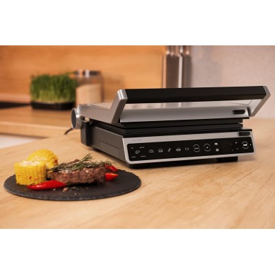 Гриль Ardesto прижимной 2000Вт, темп. режимов-6, съёмные пластины, раскрытие на 180°, металл, серебристый (GK-STC20)