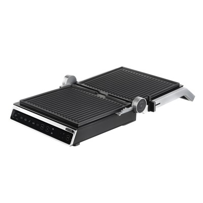 Гриль Ardesto прижимной 2000Вт, темп. режимов-6, съёмные пластины, раскрытие на 180°, металл, серебристый (GK-STC20)