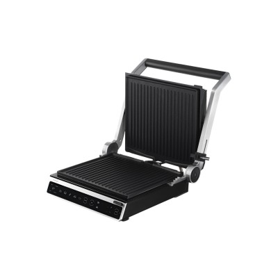 Гриль Ardesto прижимной 2000Вт, темп. режимов-6, съёмные пластины, раскрытие на 180°, металл, серебристый (GK-STC20)