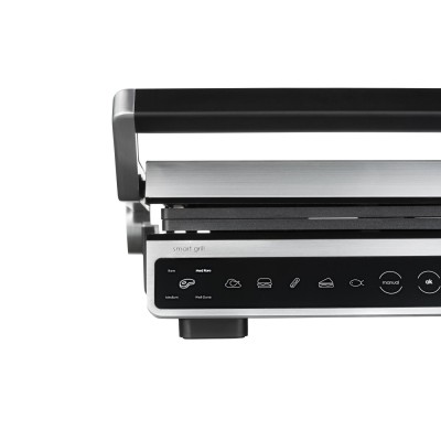 Гриль Ardesto прижимной 2000Вт, темп. режимов-6, съёмные пластины, раскрытие на 180°, металл, серебристый (GK-STC20)