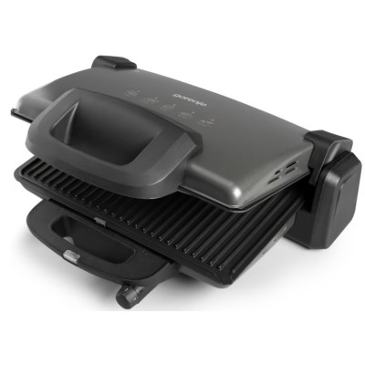 Гриль Gorenje прижимной 1800Вт, темп. режимов-4, съёмные пластины, раскрытие на 180°, металл, графит (KR1800SDP)
