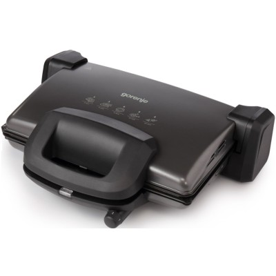 Гриль Gorenje прижимной 1800Вт, темп. режимов-4, съёмные пластины, раскрытие на 180°, металл, графит (KR1800SDP)
