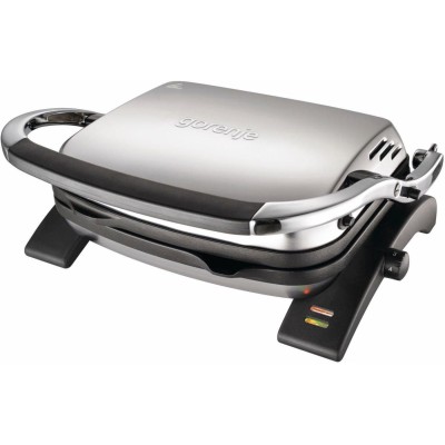 Гриль Gorenje прижимной, 1800Вт, темп. режимов-4, съёмные пластины, металл, серый (KR1800EPRO)