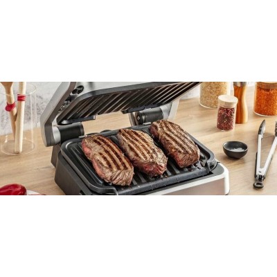 Гриль Tefal прижимной OptiGrill 2100Вт, темп. режимов-4, съёмные пластины, металл (GC774D30)