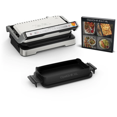 Гриль Tefal прижимной OptiGrill 4in1 XL 2200Вт, темп. режимов-4 съёмные пластины, металл (GC784D30)