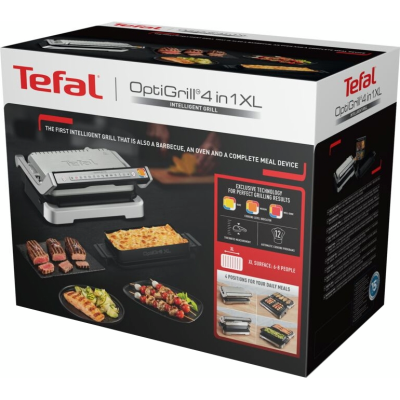 Гриль Tefal прижимной OptiGrill 4in1 XL 2200Вт, темп. режимов-4 съёмные пластины, металл (GC784D30)