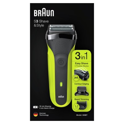 Електрична бритва BRAUN Series 3 300BT black/green