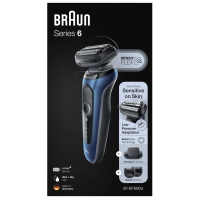 Електрична бритва BRAUN Series 6 61-B1500s синя/чорна