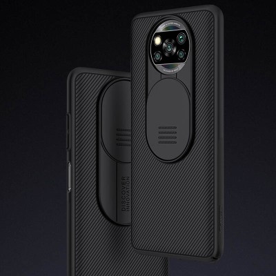 Карбоновая накладка Nillkin Camshield (шторка на камеру) для Xiaomi Poco X3 NFC / Poco X3 Pro Черный / Black