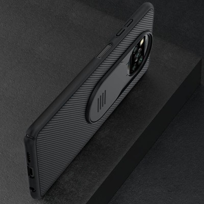 Карбоновая накладка Nillkin Camshield (шторка на камеру) для Xiaomi Poco X3 NFC / Poco X3 Pro Черный / Black