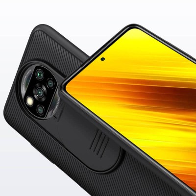 Карбоновая накладка Nillkin Camshield (шторка на камеру) для Xiaomi Poco X3 NFC / Poco X3 Pro Черный / Black