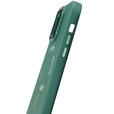 Кожаный чехол Bonbon Leather Metal Style with MagSafe для Apple iPhone 15 Plus (6.7") Зеленый / Pine green
