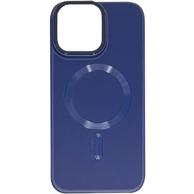 Купити Кожаный чехол Bonbon Leather Metal Style with MagSafe для Apple iPhone 15 Plus (6.7") Синий / Navy blue