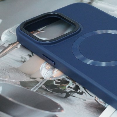 Купити Кожаный чехол Bonbon Leather Metal Style with MagSafe для Apple iPhone 15 Plus (6.7") Синий / Navy blue