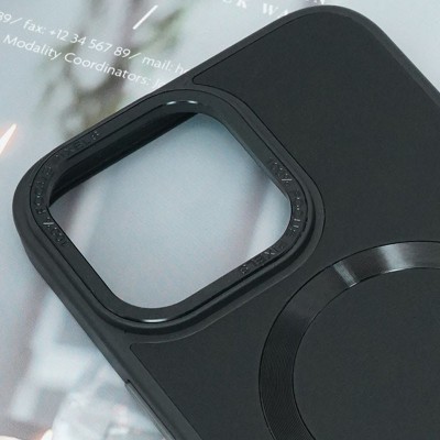 Кожаный чехол Bonbon Leather Metal Style with MagSafe для Apple iPhone 15 Plus (6.7") Черный / Black