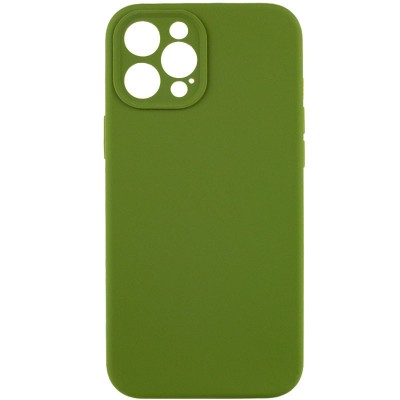 Купити Чехол Silicone Case Full Camera Protective (AA) NO LOGO для Apple iPhone 12 Pro (6.1") Зеленый / Dark Olive