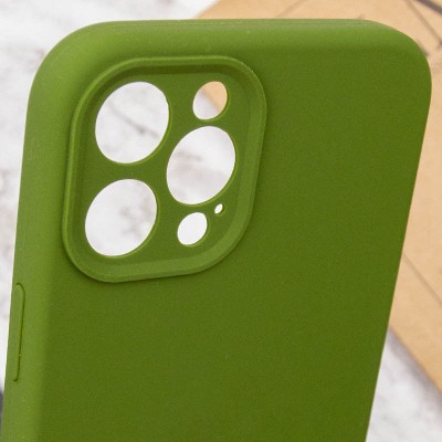 Купити Чехол Silicone Case Full Camera Protective (AA) NO LOGO для Apple iPhone 12 Pro (6.1") Зеленый / Dark Olive