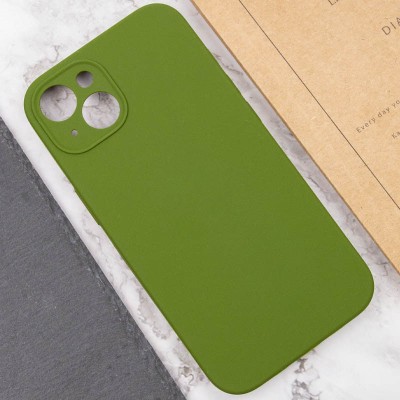 Купити Чехол Silicone Case Full Camera Protective (AA) NO LOGO для Apple iPhone 14 (6.1") Зеленый / Dark Olive
