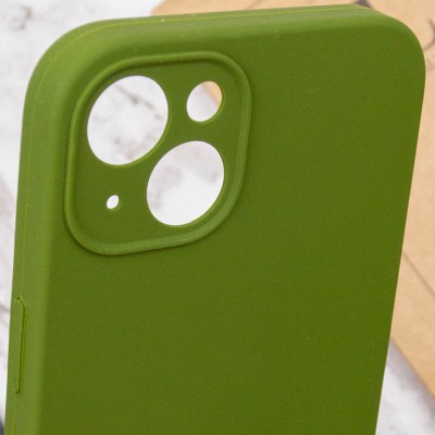 Купити Чехол Silicone Case Full Camera Protective (AA) NO LOGO для Apple iPhone 14 (6.1") Зеленый / Dark Olive