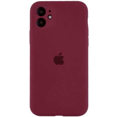 Купити Чехол Silicone Case Full Camera Protective (AA) для Apple iPhone 12 (6.1") Бордовый / Plum / PVH