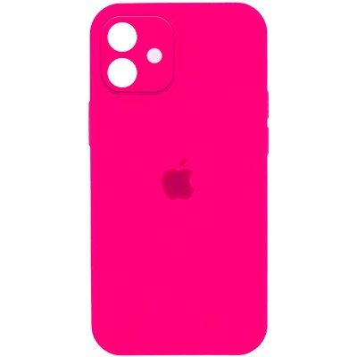 Купити Чехол Silicone Case Full Camera Protective (AA) для Apple iPhone 12 (6.1") Розовый / Barbie pink / PVH