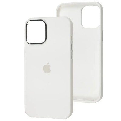 Купити Чехол Silicone Case Metal Buttons (AA) для Apple iPhone 12 Pro / 12 (6.1") Белый / White