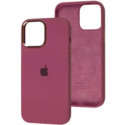 Купити Чехол Silicone Case Metal Buttons (AA) для Apple iPhone 14 (6.1") Бордовый / Plum