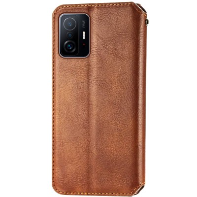 Купити Кожаный чехол книжка GETMAN Cubic (PU) для Xiaomi 11T / 11T Pro Коричневый