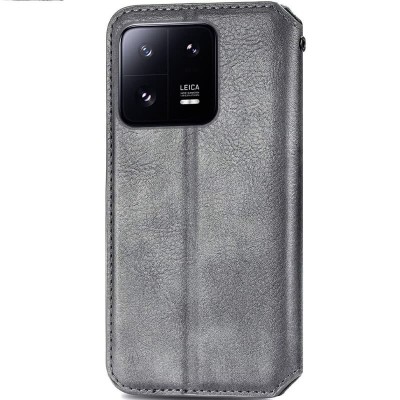 Купити Кожаный чехол книжка GETMAN Cubic (PU) для Xiaomi 13 Серый