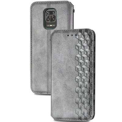 Купити Кожаный чехол книжка GETMAN Cubic (PU) для Xiaomi Redmi Note 9s / Note 9 Pro / Note 9 Pro Max Серый