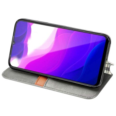 Купити Кожаный чехол книжка GETMAN Cubic (PU) для Xiaomi Redmi Note 9s / Note 9 Pro / Note 9 Pro Max Серый