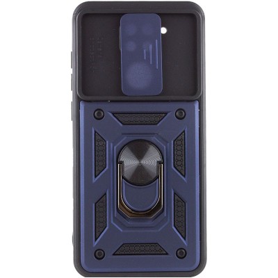Купити Ударопрочный чехол Camshield Serge Ring для Xiaomi Redmi Note 9 / Redmi 10X Синий (горизонт. 