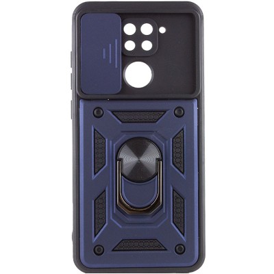 Купити Ударопрочный чехол Camshield Serge Ring для Xiaomi Redmi Note 9 / Redmi 10X Синий (горизонт. 