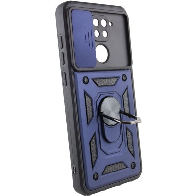 Купити Ударопрочный чехол Camshield Serge Ring для Xiaomi Redmi Note 9 / Redmi 10X Синий (горизонт. 