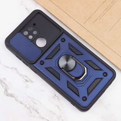 Купити Ударопрочный чехол Camshield Serge Ring для Xiaomi Redmi Note 9 / Redmi 10X Синий (горизонт. 