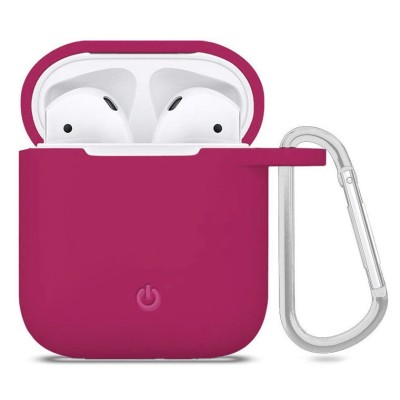 Силиконовый футляр с карабином для наушников AirPods Красный / Rose Red - 0