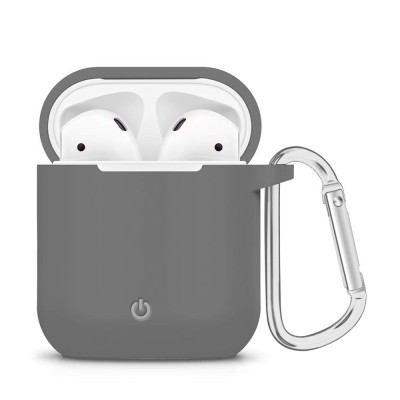 Силиконовый футляр с карабином для наушников AirPods Серый / Dark Grey - 0