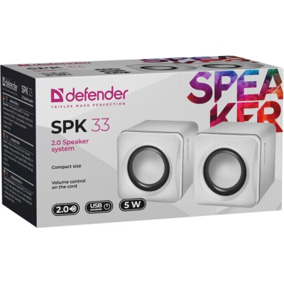 Комп.Акустика DEFENDER (65631) SPK-33 2.0, 5 W, USB біла