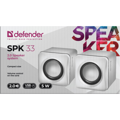 Комп.Акустика DEFENDER (65631) SPK-33 2.0, 5 W, USB біла
