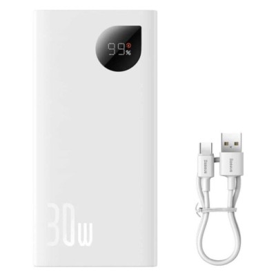 Портативна батарея Baseus 20000mAh 30W Adaman 2 (PPAD050002) White Портативна батарея Baseus 20000mAh 30W Adaman 2 (PPAD050002) White