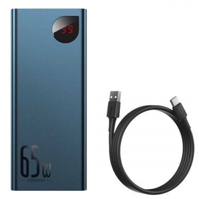 Портативна батарея Baseus 20000mAh 65W Baseus Adaman Metal Digital Display (QC3.0 PD3.0) (PPIMDA-D03) Blue Портативна батарея Baseus 20000mAh 65W Baseus Adaman Metal Digital Display (QC3.0 PD3.0) (PPIMDA-D03) Blue