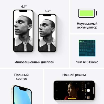 Смартфон Apple iPhone 13 128GB Starlight (MLPG3)