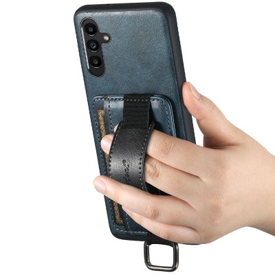 Шкіряний чохол Wallet case and straps для Samsung Galaxy S24 Синій / Blue