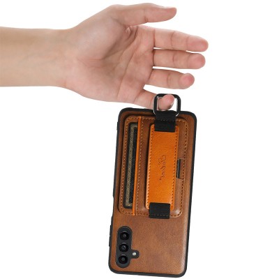 Шкіряний чохол Wallet case and straps для Samsung Galaxy S24+ Коричневий / Brown