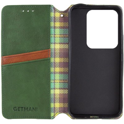 Шкіряний чохол книжка GETMAN Cubic (PU) для Xiaomi Redmi Note 13 4G Зелений