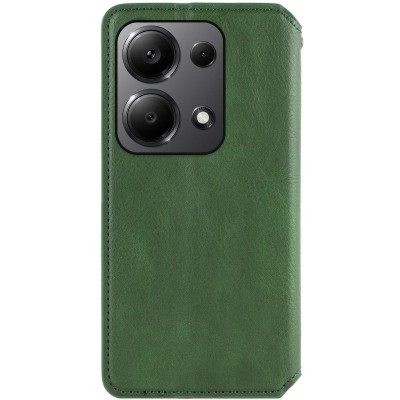 Шкіряний чохол книжка GETMAN Cubic (PU) для Xiaomi Redmi Note 13 4G Зелений